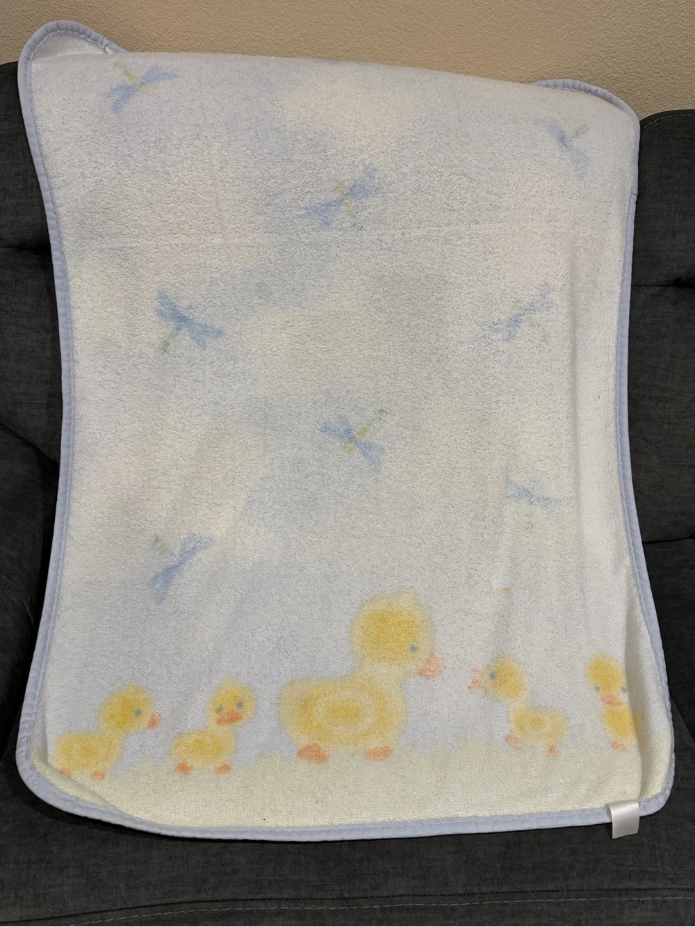 Vintage Soft Duckling Plush Throw Blanket by Carters